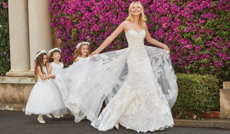 best wedding dress style for tall bride