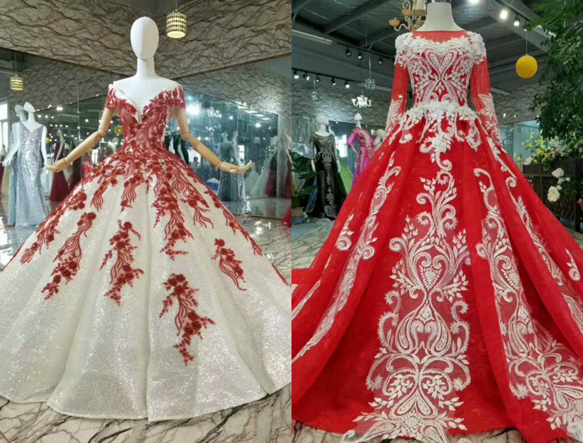 wedding dresses white and red