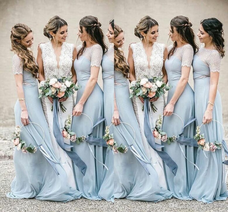 light blue lace bridesmaid dresses