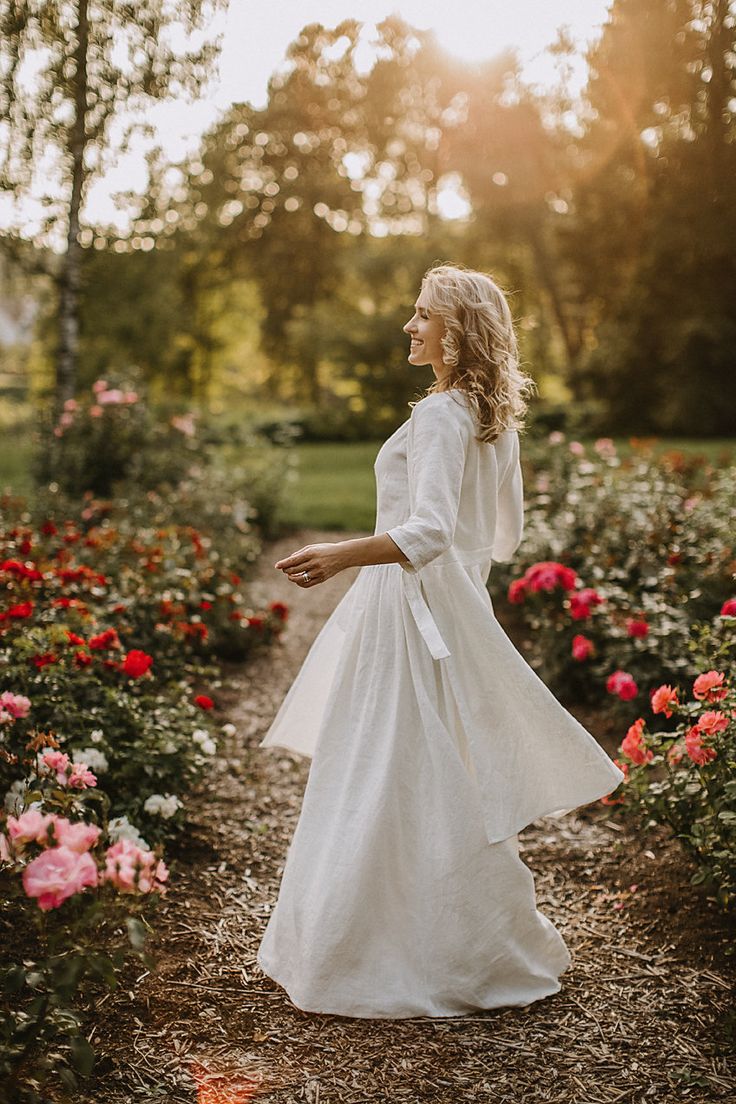 White linen on sale wedding dress